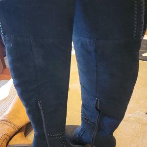 Black suede over the knee boots